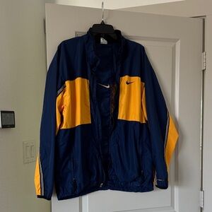 Retro Nike Men’s Navy and Yellow Colorblock Windbreaker Jacket